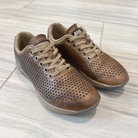 Nobull Sand Leather Trainers Athletic Sneakers Perforated Shoes Workout Brown 7 - Picture 1 of 10
